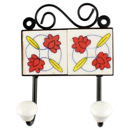 Red Tiny Flower Ceramic Tile Hook Online